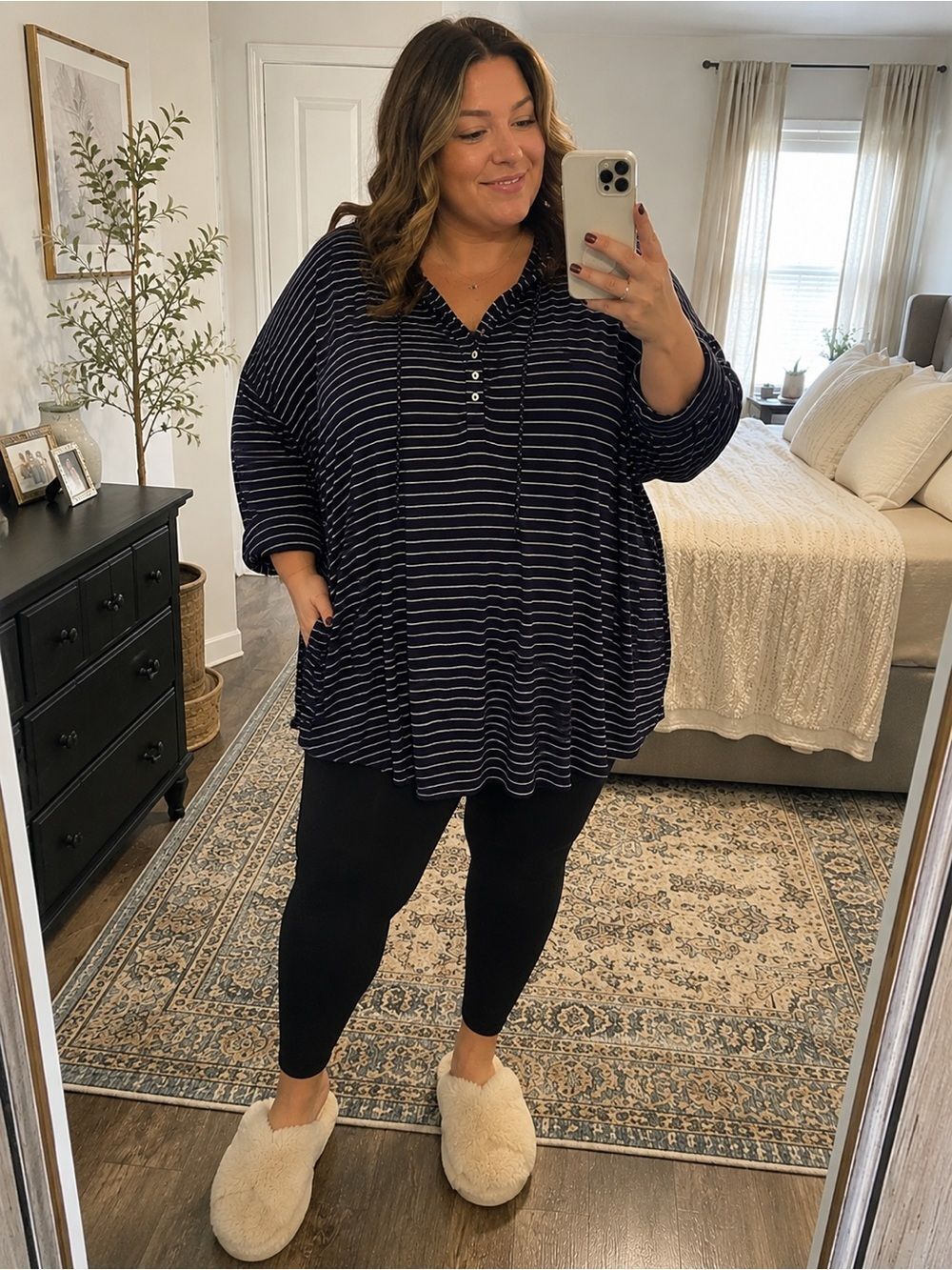Stitch Fix-Market and Spruce-Hooded Hoodie Henley stretch Knit Top, Plus Size 2X